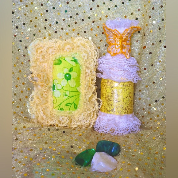 Hand Crafted Sunshine Butterfly Gypsy Bottle& LemongrassAroma PillowSet - Picture 2 of 7